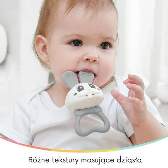 Mombella 02401 Gryzak Grzechotka 2w1 Królik Bunny Grey