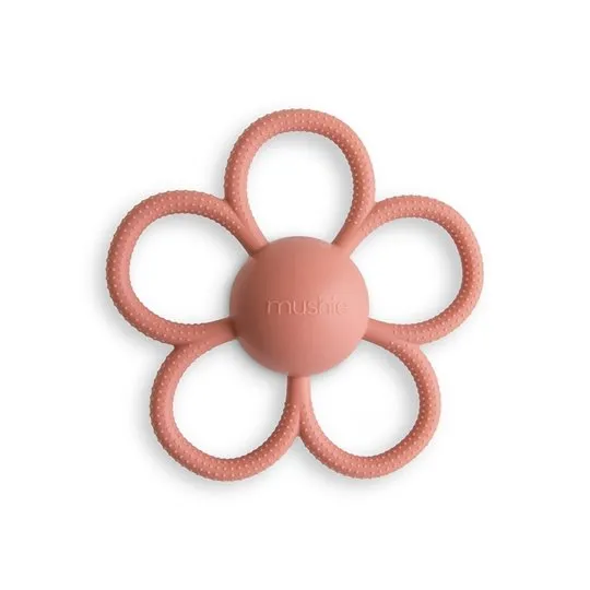 Mushie MU101344 Gryzak Silikonowy I Grzechotka 2w1 Daisy Dusty Rose