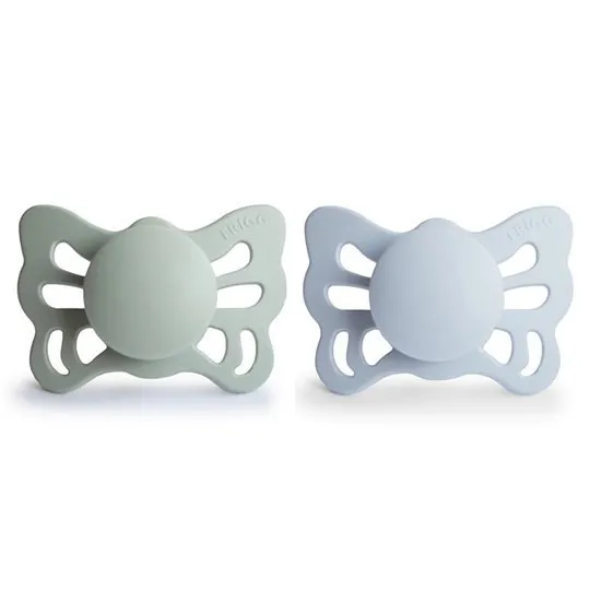 FRIGG F100455 Butterfly Smoczek Anatomiczny 2-PAK Silikon 0-6M Sage / Powder Blue