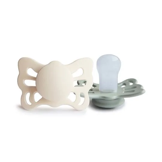 FRIGG F100473 Butterfly Smoczek Anatomiczny 2-PAK Silikon 0-6M Cream / Sage