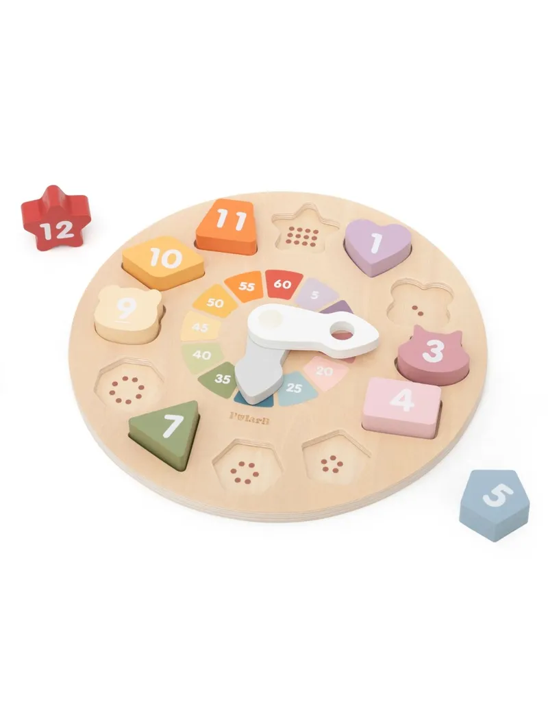 VIGA 44287 Drewniany Zegar Sorter Kształtów Edukacyjny