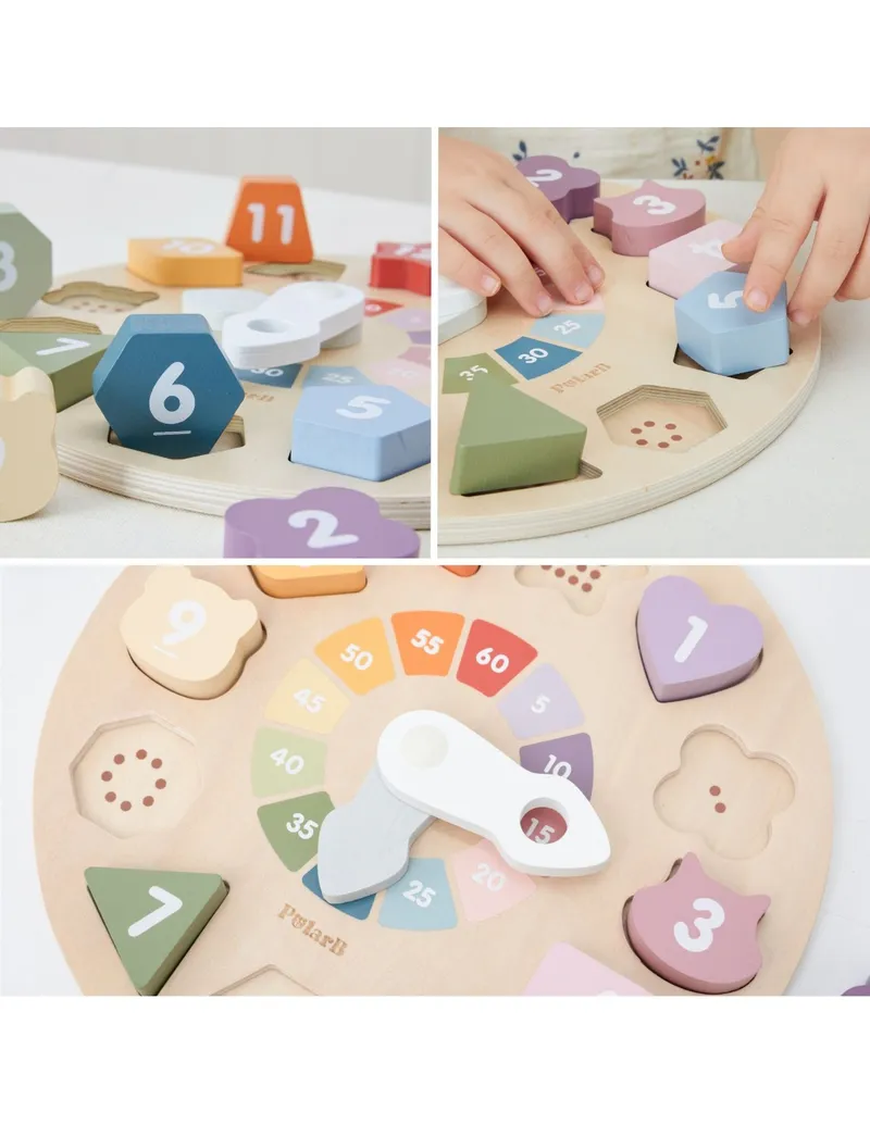 VIGA 44287 Drewniany Zegar Sorter Kształtów Edukacyjny
