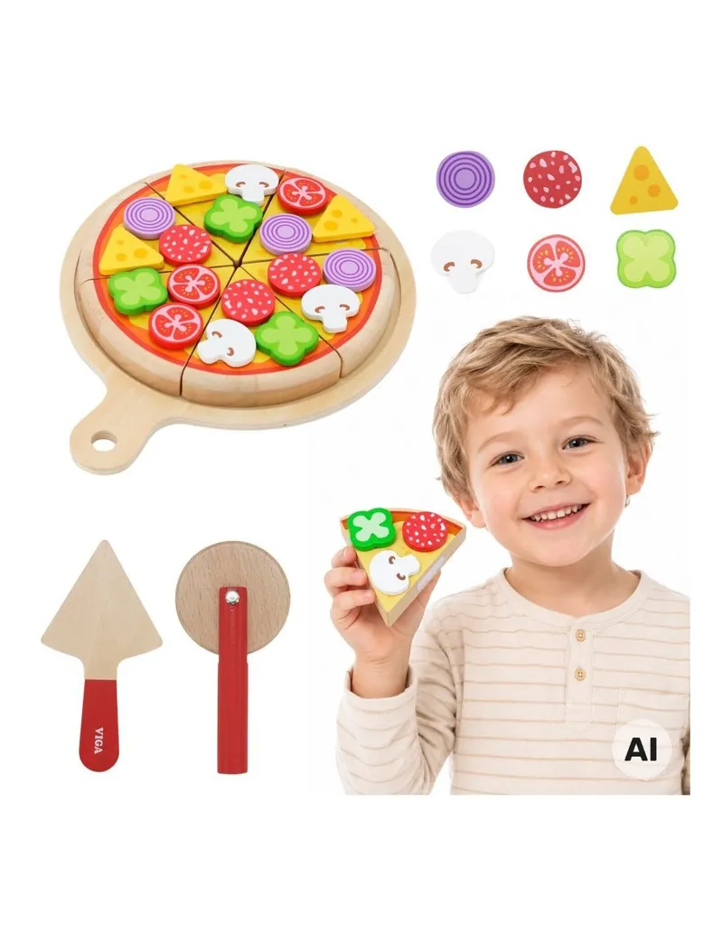 Viga 44885 Drewniana Pizza Do Krojenia Zestaw Kuchenny