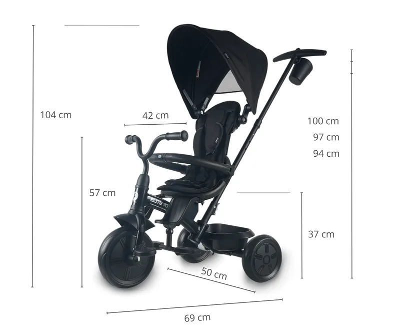 MILLY MALLY Qplay Rowerek Trójkołowy Elite Platinum Black