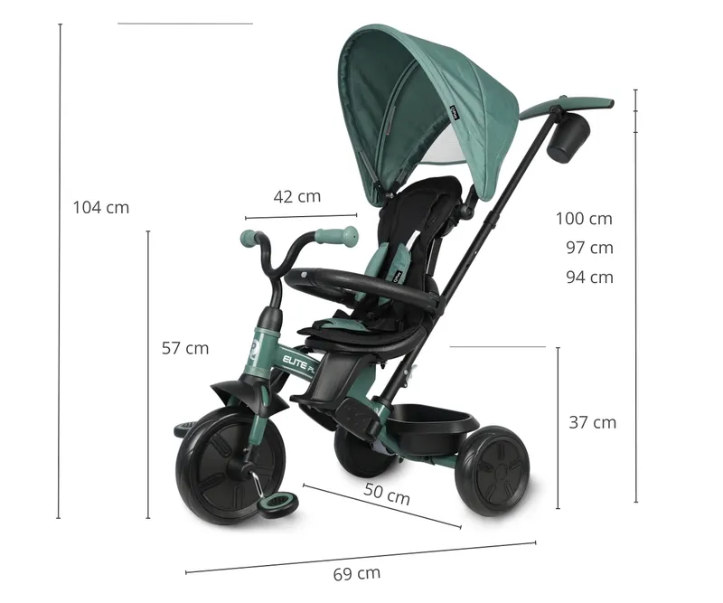 MILLY MALLY Qplay Rowerek Trójkołowy Elite Platinum Green