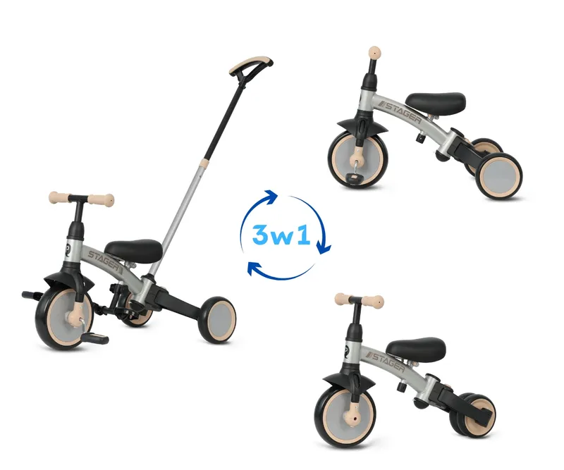 MILLY MALLY 6280 Rowerek Trójkołowy Stager 3w1 Silver