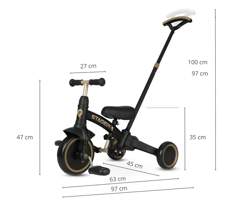 MILLY MALLY 6276 Rowerek Trójkołowy Stager 3w1 Platinum