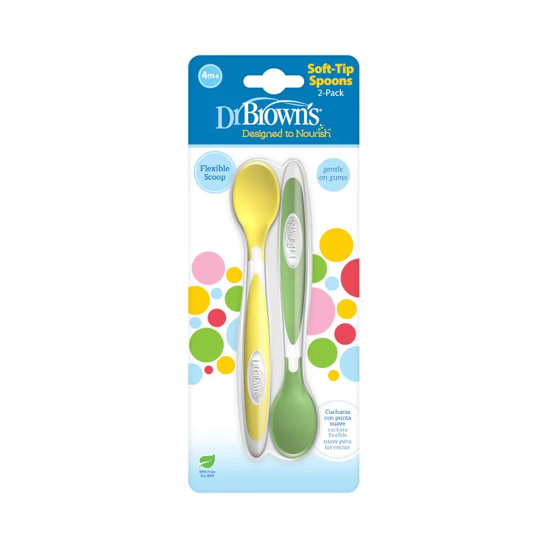 Dr.Browns TF011 Łyżeczki Do Karmienia 2-PAK - Żółto-Zielone