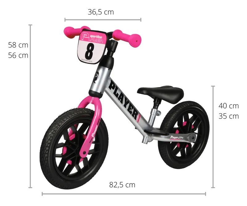 MILLY MALLY 4100 Qplay Rowerek Biegowy Player Pink