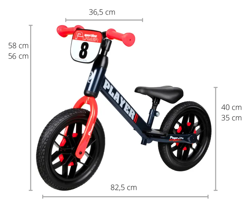 MILLY MALLY 4102 Qplay Rowerek Biegowy Player Red