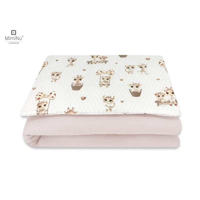 KIECZMERSKI Pościel C-2 100x135 cm MIMINU DESIGN Żyrafki Bawełna 100% - Beżowo-Różowe