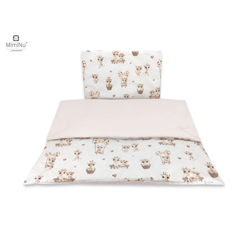 KIECZMERSKI Pościel C-2 100x135 cm MIMINU DESIGN Żyrafki Bawełna 100% - Beżowo-Różowe