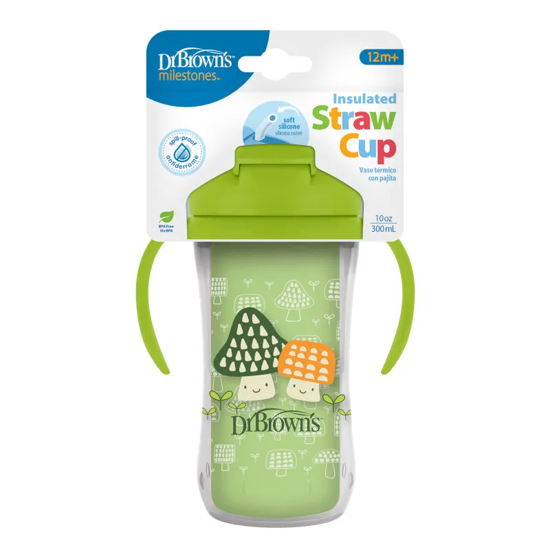 Dr.Browns TC01203 Kubek Termiczny Ze Słomką 300ml + 12m - Zielony