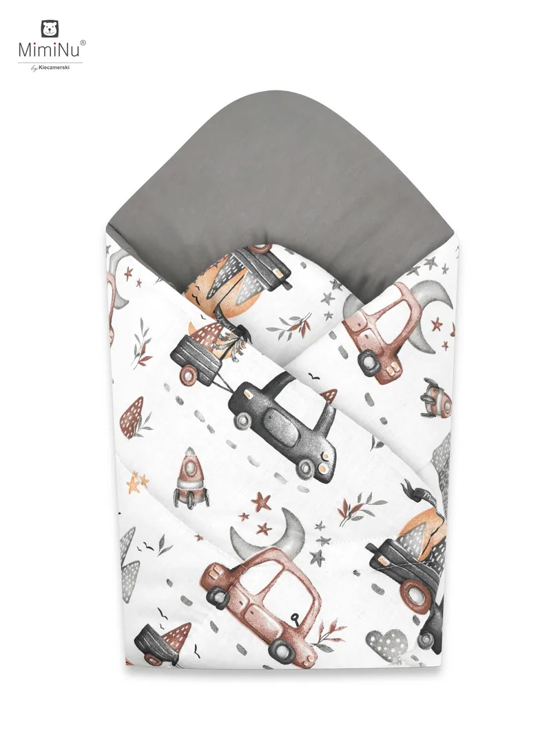 KIECZMERSKI Rożek Usztywniony 75x75 cm MIMINU DESIGN Samochodziki Bawełna 100% - Szare
