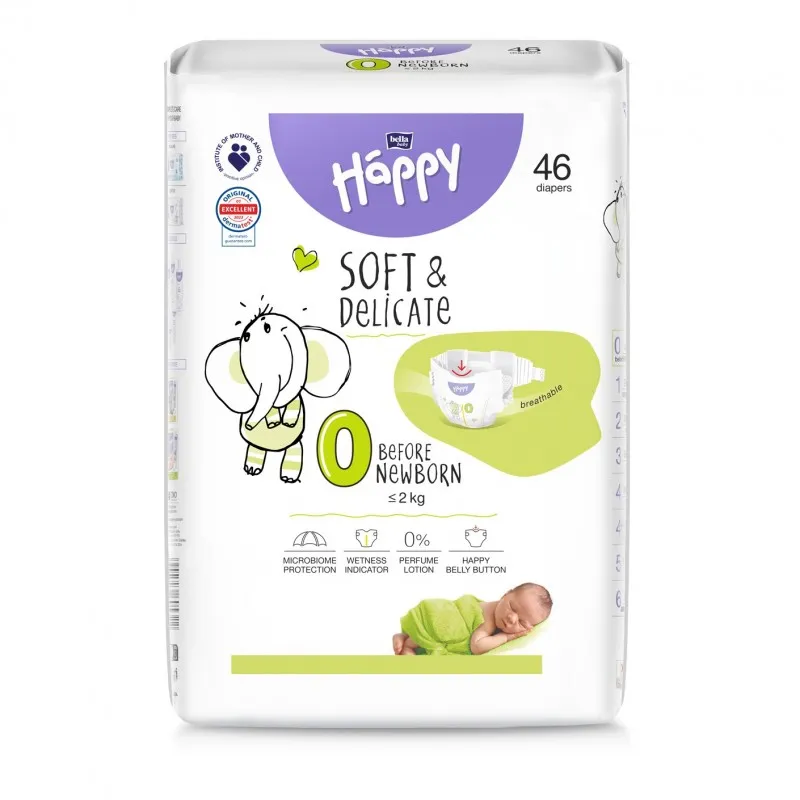 BELLA Baby Happy Pieluszki Dla Wcześniaków 0 BEFORE NEWBORN Do 2 kg 46 szt