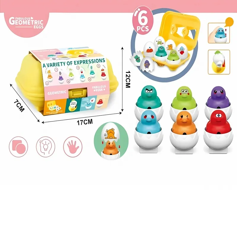 WOOPIE 54146 Układanka Sorter Montessori Dopasuj Kształty Zabawne Kurczaczki Jajka 6szt