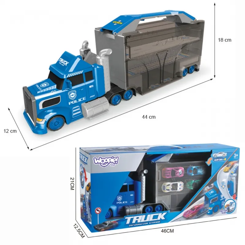 WOOPIE 54030 Ciężarówka Policyjna 2W1TRANSPORTER Tor Samochodowy