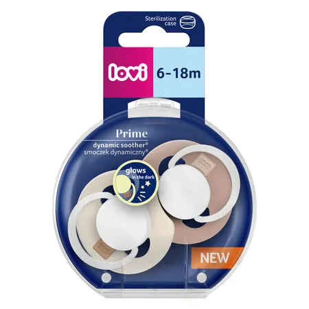 LOVI 34/437 Smoczek Silikonowy Dynamiczny Prime 6-18M 2 szt Ivory Glov/Blush Glow
