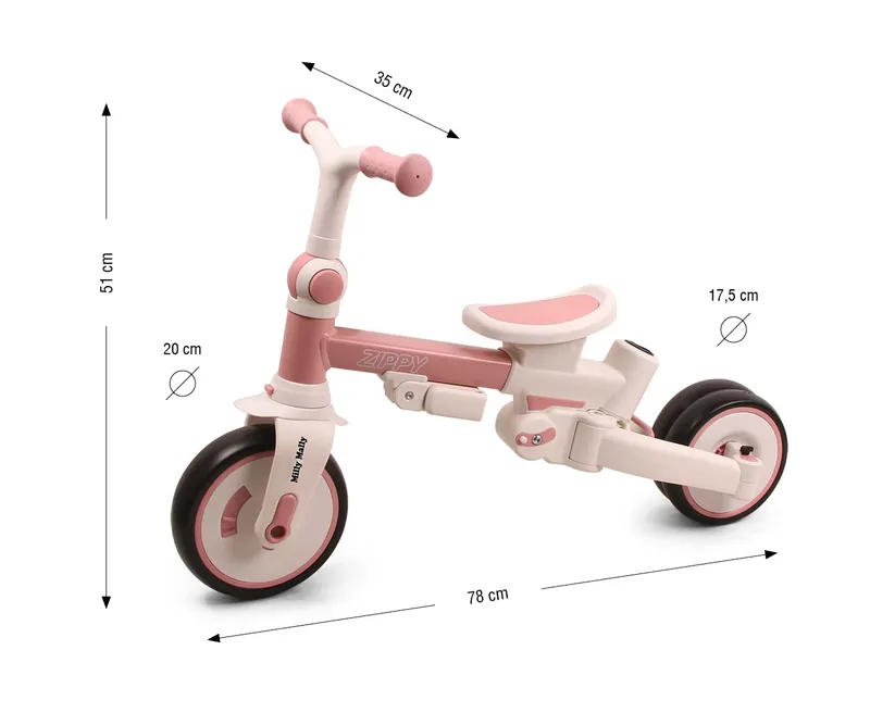 MILLY MALLY 6380 Rowerek Trójkołowy Zippy Pink
