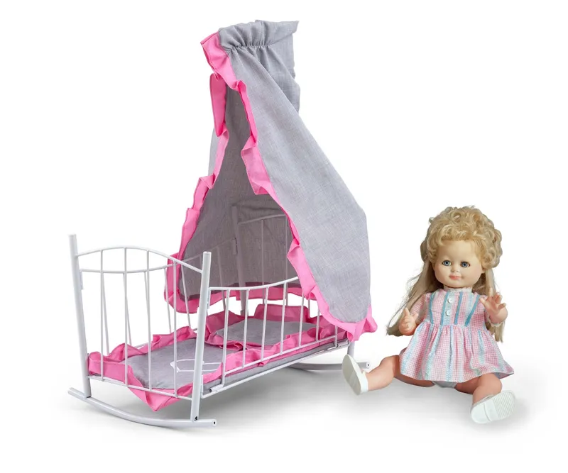 MILLY MALLY 6138 Łóżeczko-Kołyska Dla Lalek Lily Z Baldachimem Prestige Pink