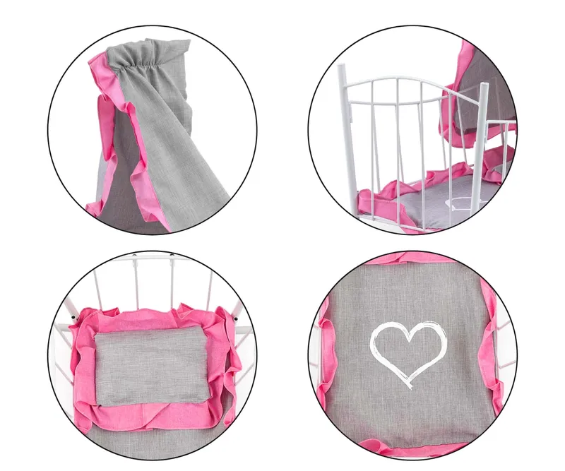 MILLY MALLY 6138 Łóżeczko-Kołyska Dla Lalek Lily Z Baldachimem Prestige Pink