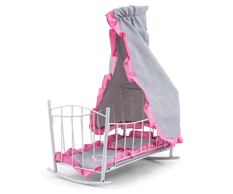 MILLY MALLY 6138 Łóżeczko-Kołyska Dla Lalek Lily Z Baldachimem Prestige Pink