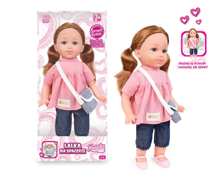 ARTYK 185656 Lalka NATALIA Funkcyjna W Różowej Tunice 36 cm