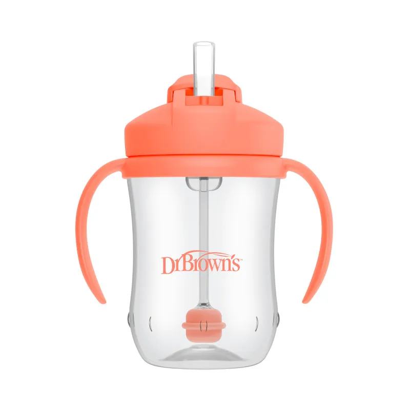 Dr.Browns TC91103 Kubek Pierwsza Słomka 270ml Koralowy +6M