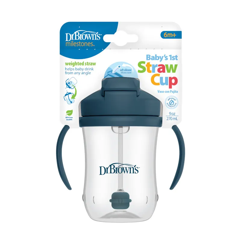 Dr.Browns TC91105 Kubek Pierwsza Słomka 270ml +6M - Granatowy