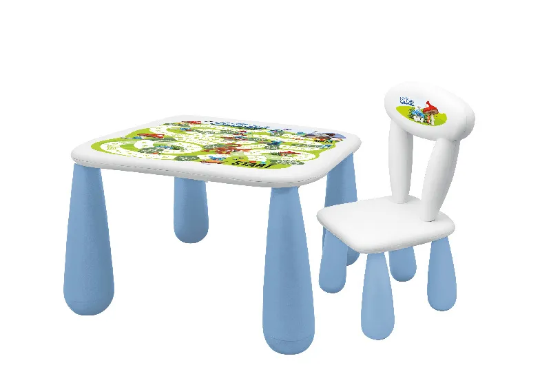 MALTEX SET LUNA SMERFY Stolik Dla Dzieci + Krzesełko Biały/Niebieski