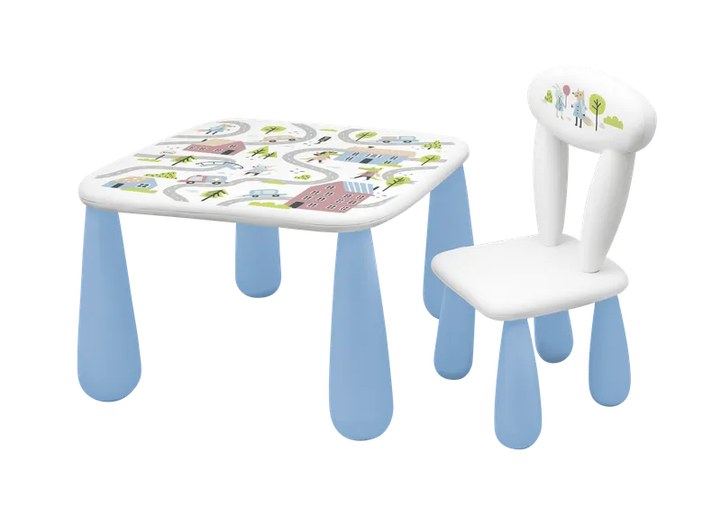 MALTEX SET LUNA TOWN Stolik Dla Dzieci + Krzesełko Biały/Niebieski