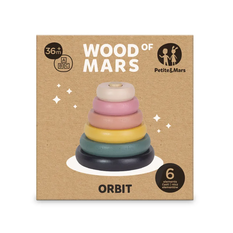 PETITE&MARS 610728 Drewniana Zabawka - Wieża Orbit Aurora Pink 12 m
