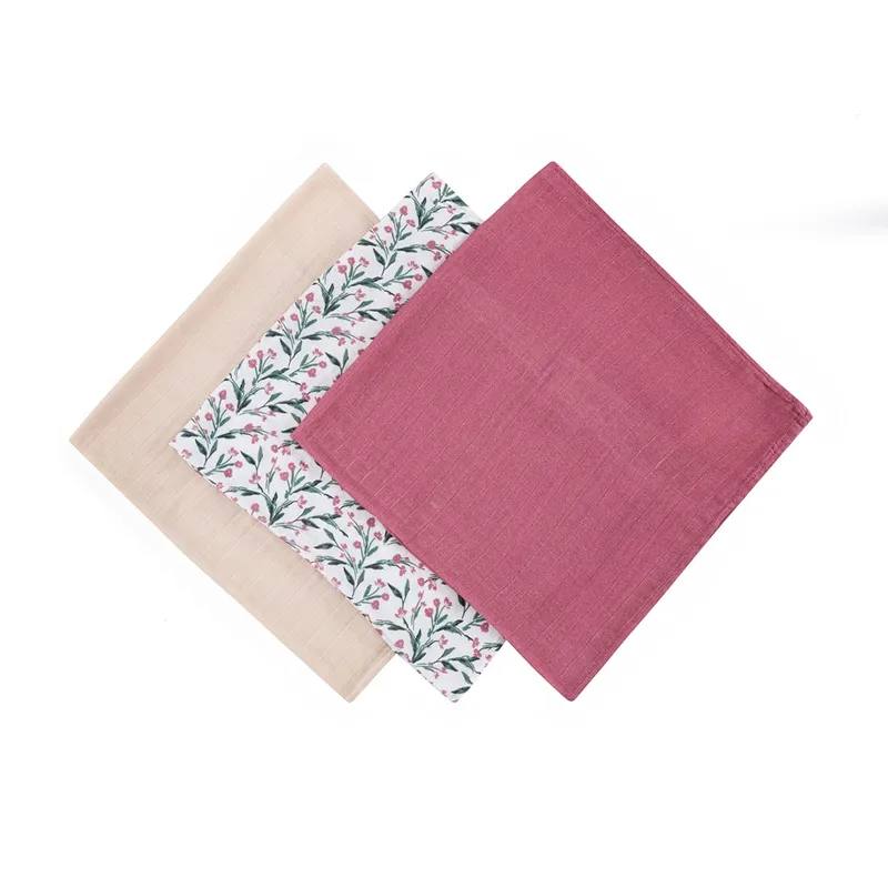 PETITE&MARS 415364 Zestaw Pieluszek Z Muślinu Bambusowego 3 szt 68x68 cm Pink Meadow