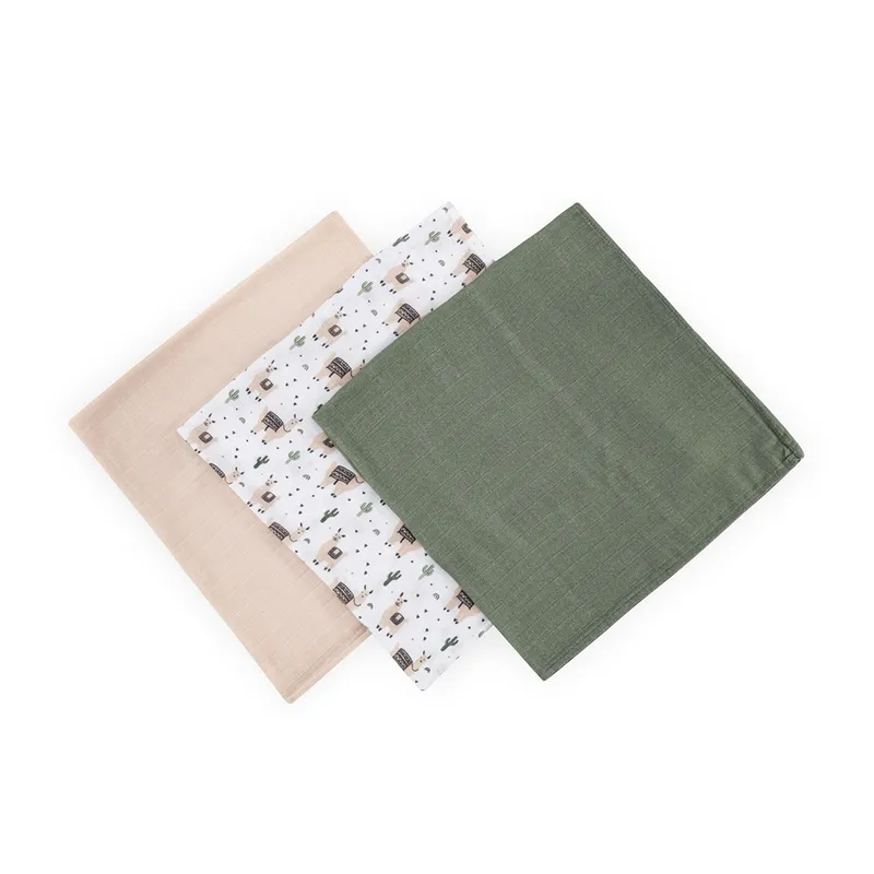 PETITE&MARS 415365 Zestaw Pieluszek Z Muślinu Bambusowego 3 szt 68x68 cm Llama Vibes