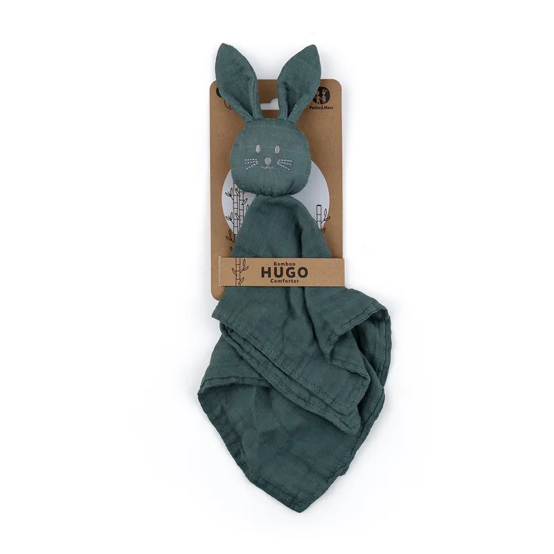PETITE&MARS 416817 Bambusowa Muślinowa Przytulanka Hugo Misty Green