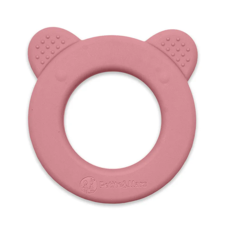 PETITE&MARS 713820 Silikonowy Gryzak Z Grzechotką Bear Dusty Rose 0
