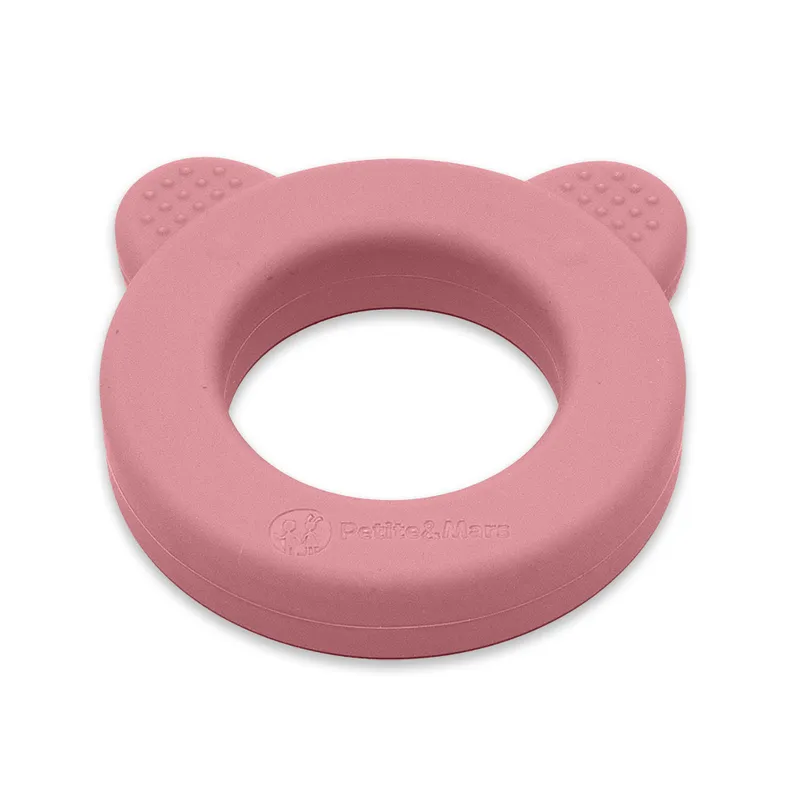 PETITE&MARS 713820 Silikonowy Gryzak Z Grzechotką Bear Dusty Rose 0