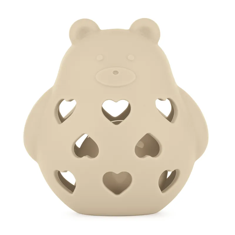 PETITE&MARS 606818 Silikonowa Zabawka Z Grzechotką Bear Basil Desert Sand