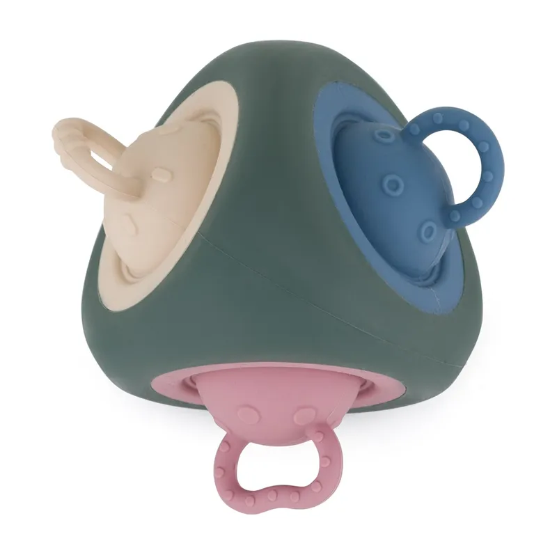 PETITE&MARS 584817 Silikonowa Zabawka Sensoryczna Pop Triangle Misty Green 6 m
