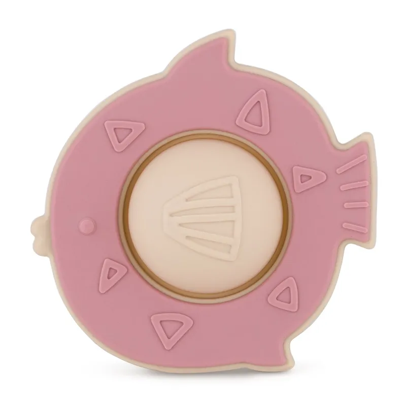 PETITE&MARS 612820 Silikonowa Zabawka Pop-Up Fish Fiona Dusty Rose 6 m