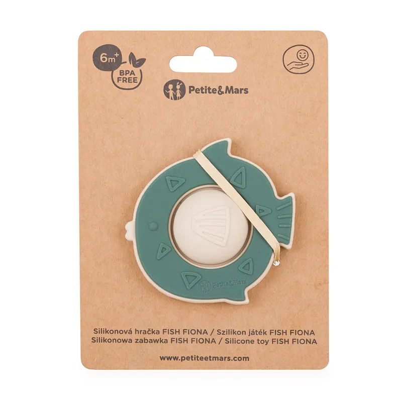 PETITE&MARS 612817 Silikonowa Zabawka Pop-Up Fish Fiona Misty Green 6 m