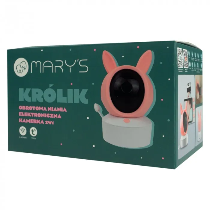MARY'S MW61500 Niania Kamera Elektroniczna 2w1 Królik WIFI TUYA - Różowy