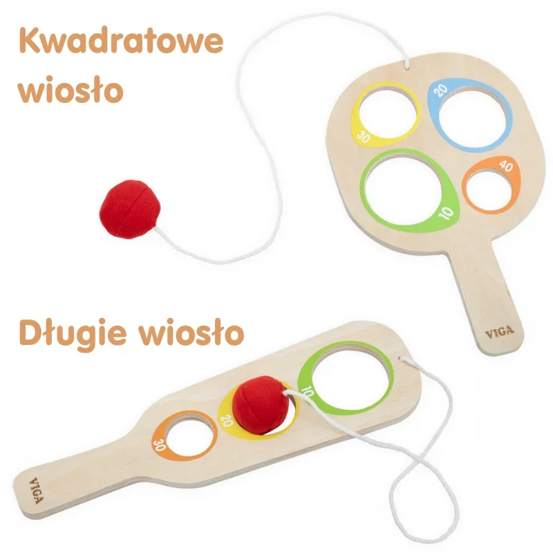 VIGA 44796 Drewniany Zestaw Paletek Do Gry Złap Piłkę