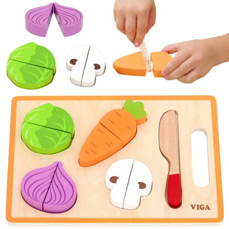 VIGA 44790 Drewniana Układanka Edukacyjna Montessori Warzywa