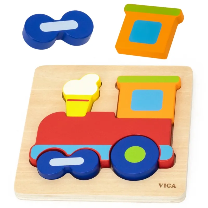 VIGA 44783 Drewniana Układanka Edukacyjna Montessori Pociąg