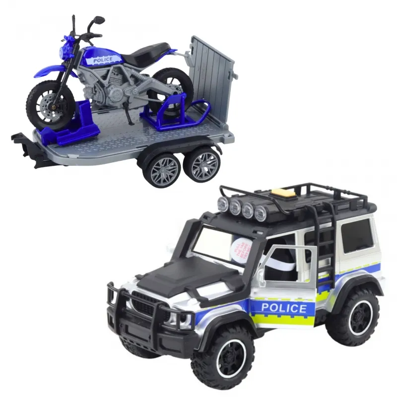 WOOPIE 57253 Samochód Policyjny Przyczepa Motocykl