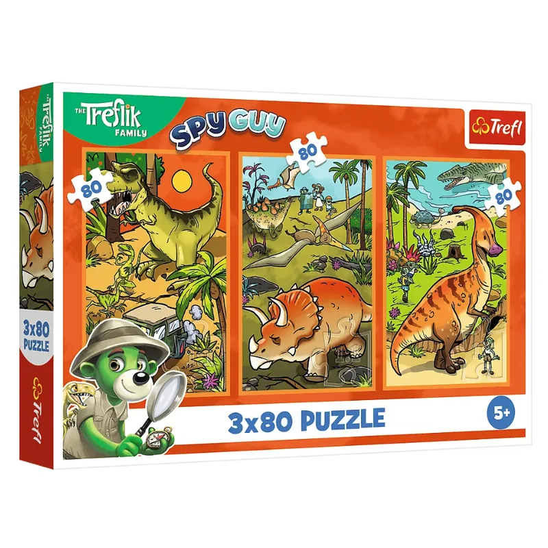 TREFL 34888 Puzzle 3x80 Trefliki W Świecie Dinozaurów
