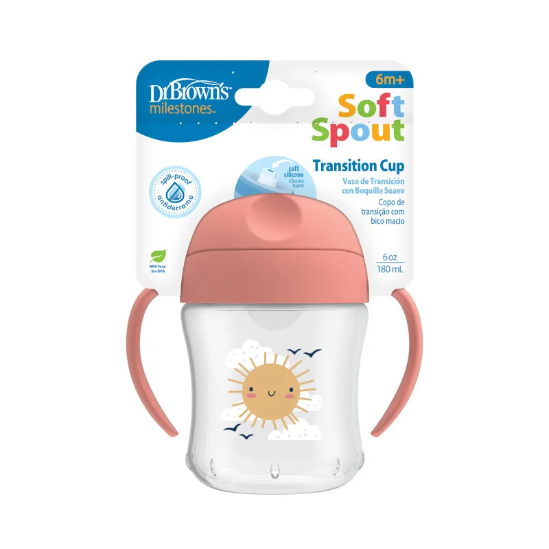 Dr.Brown TC61003 Kubek Miękki Ustnik 180ml 6m - Różowy