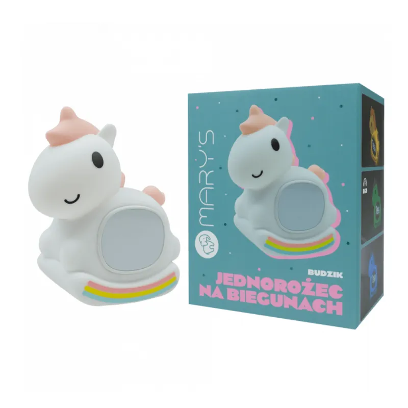MARY'S MW61638 Lampka Nocna Z Budzikiem Jednorożec Na Biegunach