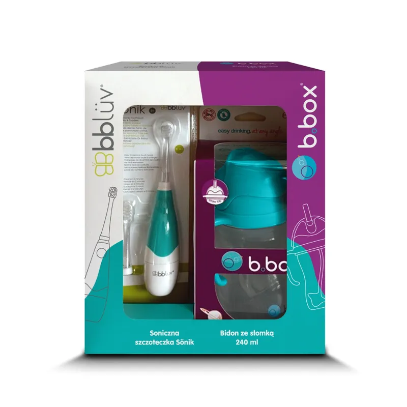 B.BOX 62375 Zestaw Soniczna Szczoteczka Dla Dziecka + Bidon Ze Słomką 240 ml Azure